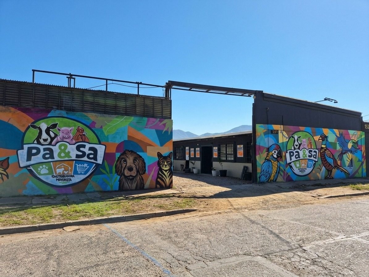 Fachada de la bodega PAySA, distribuidora mayorista en Talagante